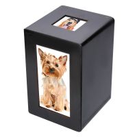 Mayitr Black Wooden Pet Urn Box Dog Cat Cremation Urn Peaceful Memorial Photo Frame Keep Box For Home Storage Holder