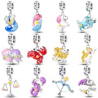 【hot】♣  925 12 Constellation Charms Original Diy Scorpio Virgo Gemini Pendants