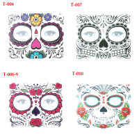 【cw】Facial makeup Sticker Special Waterproof Face tattoo Day of The Dead Skull Face dress up Halloween Temporary Tattoo Stickers 【hot】