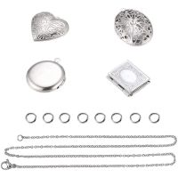 Ready Stock 4 Styles Pendants Making Kits 8pcs Stainless Steel Locket Pendants for Necklaces Making