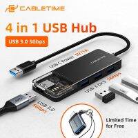 CABLETIME 4 in 1 USB 3.0 HUB USB A 5Gbps Data Syncing Transparent Design Nylon Wire Adapter for Laptop Desktop U disk Mouse C456