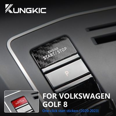 Penutup Serat Karbon Keras Asli Untuk Volkswagen Golf 8 2020 2021 2022 2023 Tombol Mulai Berhenti Mesin Mobil Stiker Potongan Interior