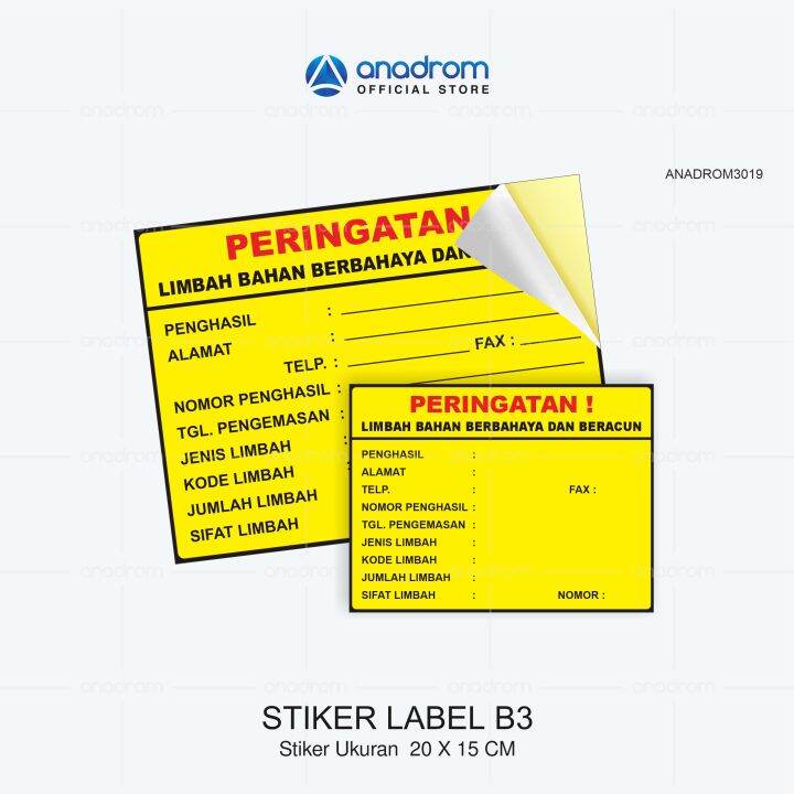 Stiker Label Limbah B Hazardous Material Label X Cm Minimal