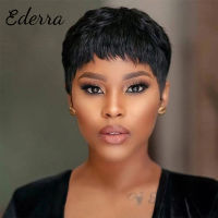 Pixie Cut Wig Machine Made Wig with Bangs Glueless Short Wigs for Black Women 150 Density Brazilian Hair