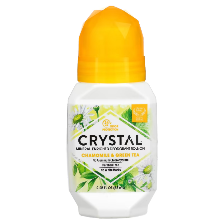 Crystal Body Chamomile & Green Tea Mineral Rollon Deodorant 66ml