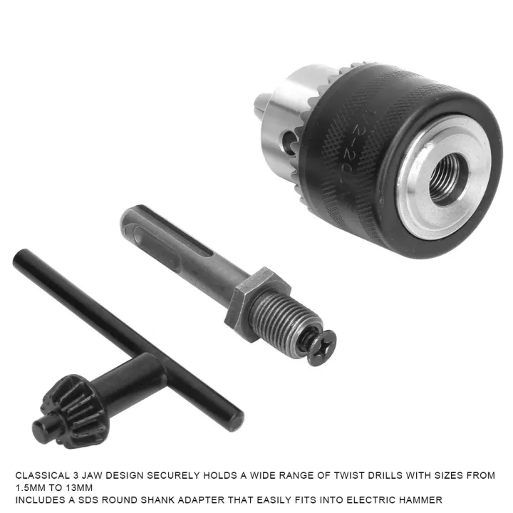 Drill Chuck, Driver Bit Chuck Wear Resistant with Round Shank Adapter