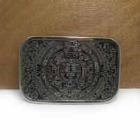 【CW】✶✾  BuckleClub AZTEC calendar circle belt buckle jeans gift FP-02902 silver finish for men 4cm width loop drop shipping