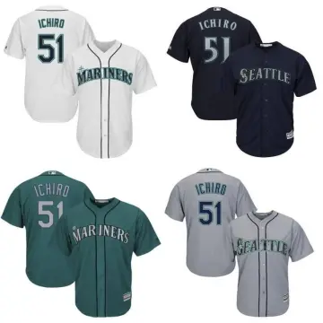 Men's Seattle Mariners Ichiro Suzuki Majestic Aqua Official Cool Base  Player Jersey