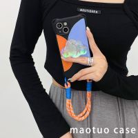 hot style suitable for iphone14 mobile phone case lanyard wrist 13promax four-corner opening silicone 14 cloud bracket 12pro hanging hand creative Korean xsmax anti-fall