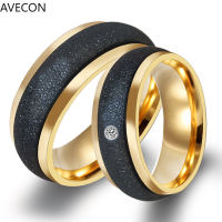 AVECON เครื่องประดับยุโรปและอเมริกาแหวนเพชรไทเทเนียมแหวนคู่แบบหมุนได้เครื่องประดับด้ามจับสแตนเลสหมุนได้