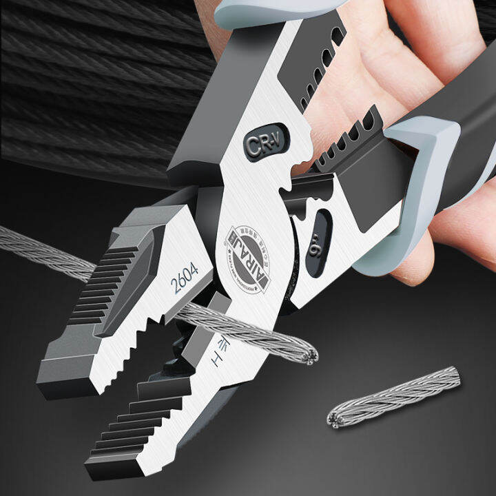 airaj-multi-function-wire-cutter-pliers-industrial-grade-electric-wire-stripping-crimping-vise-strong-manual-home-repair-tools