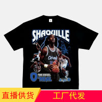 Shaquille Rashaun ONeals ผู้ชายผู้หญิงแขนสั้นเสื้อยืดแขนสั้นดาวพิมพ์รอบคอผ้าฝ้ายเสื้อยืดวัยรุ่นเสื้อผ้าอเมริกันฝั่งตะวันตกฮิปฮอปย้อนยุคด้านบนวินเทจ