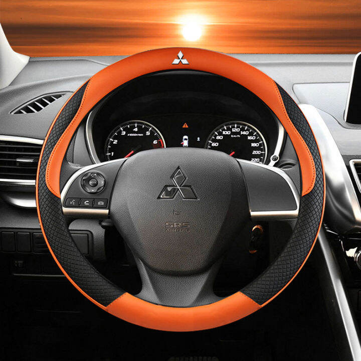 38cm Mitsubishi Leather Steering Wheel Cover Triton Outlander Mirage