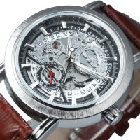 WINNER Skeleton Watch Men Luxury Watches Mens Automatic Top nd Leather Strap Mililtary Wristwatch Glow Relogio Masculino