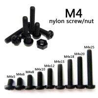 50 Buah Hitam Nilon Plastik M4 Bulat Pan Kepala Phillips Sekrup Baut Hex Nut