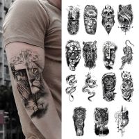 15pcs Waterproof Temporary Tattoo Sticker Black Dragon Snake Tiger Lion Wolf Animal Totem Women Men Sexy Waist Arm Fake Tattoos Stickers