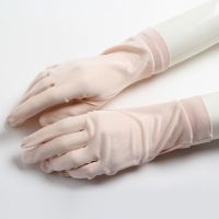 UV Protection Short Silk Knit Mittens Thin Driving Gloves A60