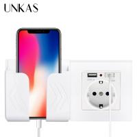 ✕ UNKAS Wall Socket Holder Smartphone Accessories Stand Support For Mobile Phone Apple Samsung Huawei