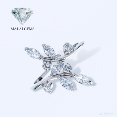 Malai Gems แหวนเพชร แหวนใบมะกอก เงินแท้ 925 เคลือบทองคำขาว ประดับเพชรสวิส CZ รุ่น 221-R19787 แถมกล่อง