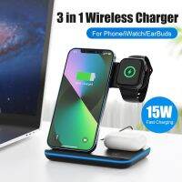 ZZOOI Wireless Charger Stand 15W Qi Fast Charging Station Dock for Apple Watch iWatch 7 AirPods Pro For iPhone 14 13 12 11 Pro XS XR X