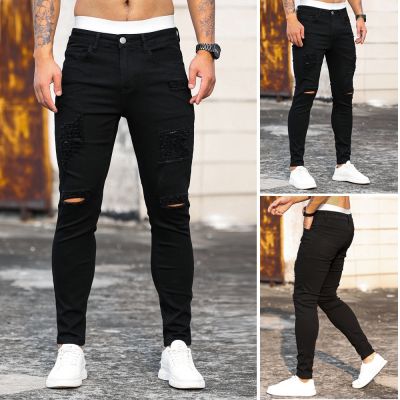 【CC】✇  2023 New Jeans Mens Ripped Stretch Denim Pants Male Jean Color Hip Hop  Streetwear Trousers Men