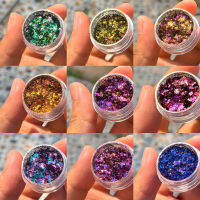 1 กล่อง Chameleon โอปอลผงไม่สม่ำเสมอฟอยล์หลวม Glitter สีอายแชโดว์เล็บเรซิ่นหัตถกรรมเล็บ Chrome ตกแต่ง DIY *-Yeors