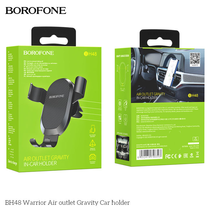 borofone-bh48-warrior-air-outlet-gravity-card-holder-black-ขาตั้งโทรศัพท์หนีบช่องแอร์-ขาตั้งมือถือ-หนีบช่องแอร์-ช่องแอร์
