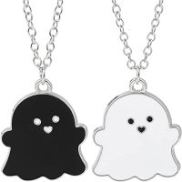 2pcs Cute Cartoon Ghost Friendship Couple Pendant Necklaces for Fashion Best Friend Lovely Men Women Necklaces Jewelry Halloween