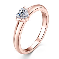 EWYA อินเทรนด์ D สี0.5CT 5มิลลิเมตรหัวใจตัด Moissanite แหวนหมั้นสำหรับผู้หญิง S925ชุบเงิน18พัน Rose G Old เพชรแหวนวง