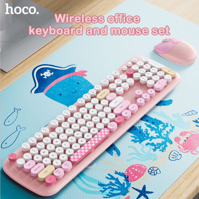 HOCO BGGชุดคีย์บอร์ดเมาส์บลูทูธไร้สายคีย์บอร์ดสำนักงานและเมาส์ComboสำหรับLaptop104-Keyแป้นพิมพ์คอมพิวเตอร์สำนักงานคีย์บอร์ดแบบกลไก