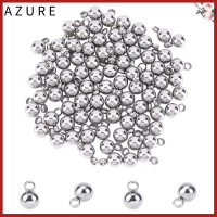 AZURE 7.5x5mm เครื่องรางลูกบอลขนาดเล็ก เหล็กไร้สนิม จี้โลหะปลาย จี้สแตนเลสทรงกลม จี้กลมๆ สำหรับเครื่องประดับสตรี