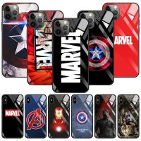 卐☃ Tempered Glass Case For iPhone 14 13 12 11 Pro Max Mini X XR XS Max 8 7 6s Plus Phone Shell Fundas Marvel Avengers Comics