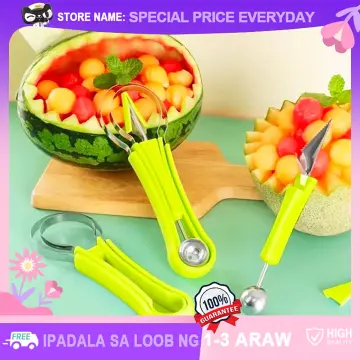 1pcs Melon Baller Scoop Set,Professional 4 In 1 Stainless Steel Fruit  Carving Tools Knife Kit,Fruit Scooper Seed Remover Watermelon Knife for Ice  Cream Melon,Dig Pulp Separator Fruit Slicer