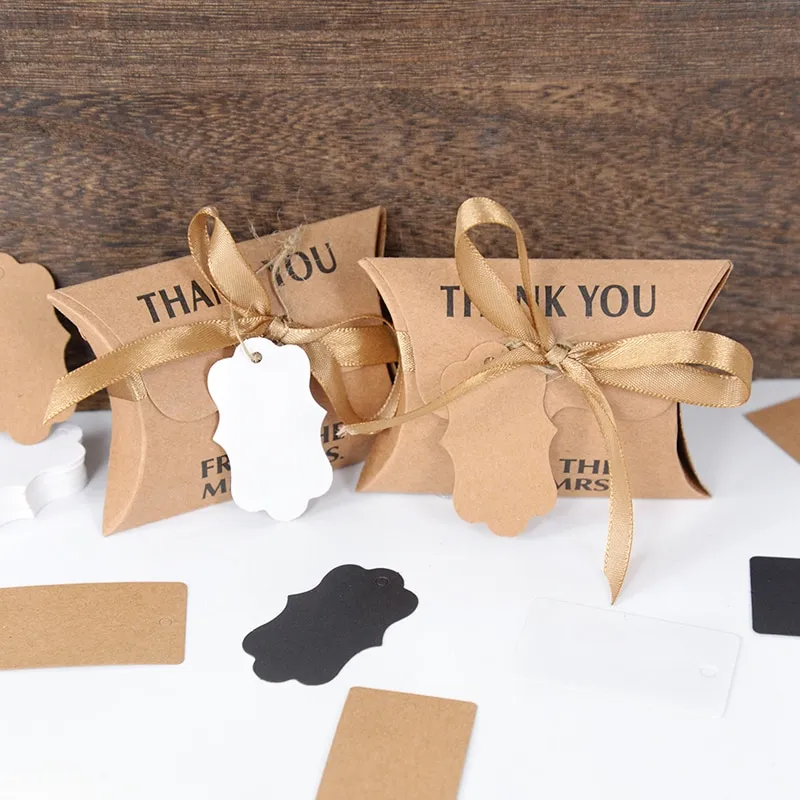 100pcs Blank Fan Shape Kraft Paper Gift Tags Label With Ropes Gift  Packaging Cards For Wedding Birthday Party Baby Shower Decor