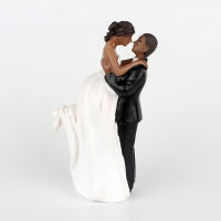 Black Skin Couple Romantic Groom &amp; Bride Marry Resin Figurine Wedding Cake Topper Decoration Supplies Valentines Engagement