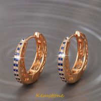 Kemstone แผ่นทองหรูหราลูกบาศก์ Zircon ตุ้มหูแบบห่วงแบบลายฉลุสำหรับผู้หญิงของขวัญเครื่องประดับ OL