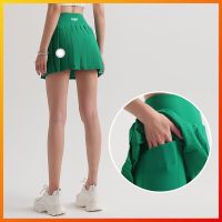 Summer With Logo Womens Lightweight Quick Dried Tennis Skirt Elastic Lycra Lining Sports Casual Skirt Running Yoga Skirt