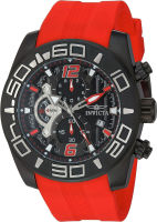 Invicta Mens Pro Diver Stainless Steel Quartz Watch with Silicone Strap, red, 25 (Model: 22810)