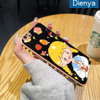 เคส Dienya สำหรับ iPhone 6 6S 6 Plus 6S Plus เคสชานมการ์ตูนเด็กผู้หญิงใหม่กรอบสี่เหลี่ยมเคลือบพื้นผิวเคสซิลิกาเจลนิ่มกันกระแทกเคสมือถือรวมเลนส์กล้องถ่ายรูปฝาครอบป้องกัน