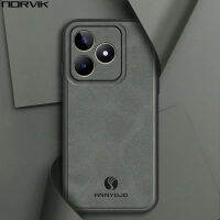 NORVIK เคสนิ่มหนังใหม่สีเทาสำหรับ C55 Realme C55 C53เลนส์ NFC กล้องเคสใส่โทรศัพท์กันกระแทก N18-1ฝาครอบ