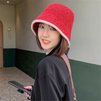 Korean Ladies Fisherman Ear Protection Wool Fishing Bucket Hat Pure Color Bucket Hat Wool Hat Fisherman Hat