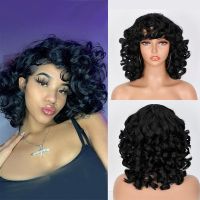 Short Hair Afro Curly Wig With Bangs For Black Women Cosplay Fluffy  Glueless Mixed Brown Blonde Wigs Natural High Temperat Red Hand Tool Parts Access