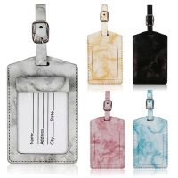 【cw】 Fashion Marbled Pu Leather Luggage Tag Multicolor Suitcase Tags ID Label Boarding Accessories