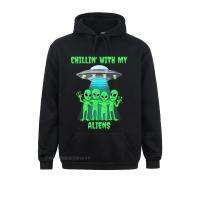 Prevailing Men Sweatshirts Men Hoodies Hoods Chillin With My Aliens Halloween Graphic Hoodie Gothic Clothes Funny Hoodie Size XS-4XL