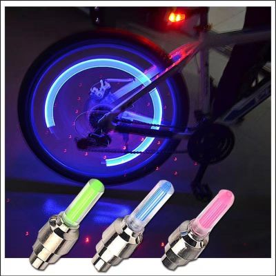 【JH】1pc Neon Bike Spoke Light Road Bicycle MTB Motorcycle Car Tire Nozzle Valve Caps Lamp Waterproof Bike Lights Cycling Accessories
