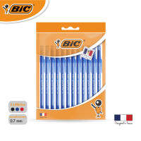 BIC บิ๊ก ปากกา ปากกาลูกลื่น Round Stic ขนาด 0.7 mm. หมึกน้ำเงิน จำนวน 12 ด้าม