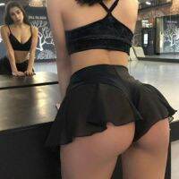 Womens Sexy Sports Shorts Tennis Skirt Girls Gym Short Dance Skirt Shorts  Solid Color Pantskirt Anti-emptied Short Pant