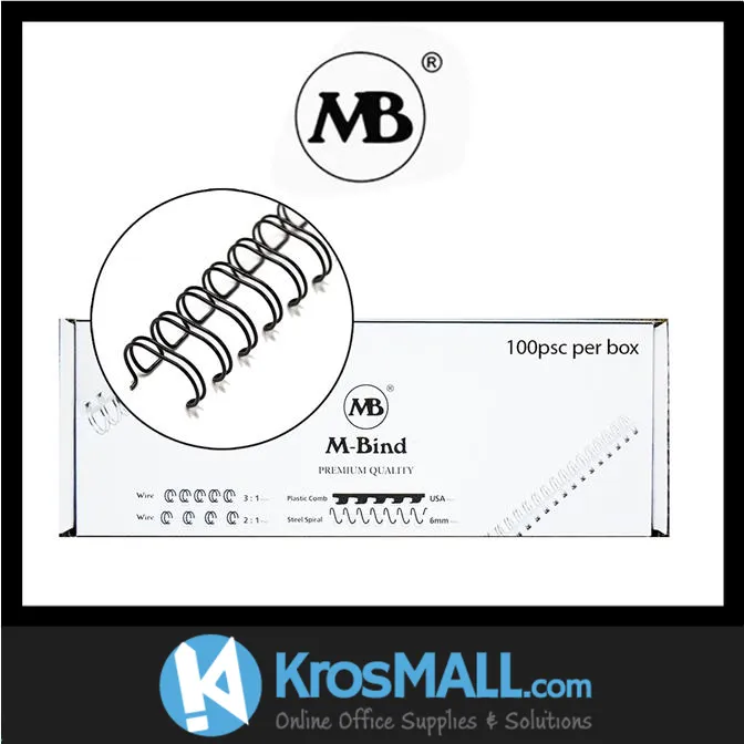 M Bind Double Wire Bind 2 1 1 4 6 9mm X 23 Loops 100pcs Box Black Lazada