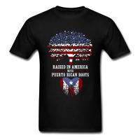 Flag Tree Raised In America With Puerto Rico Roots Men Unique Tshirt Cotton Tee Shirts