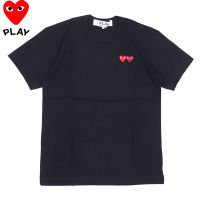 COMME Des Garcons ดั้งเดิมเสื้อยืดแขนสั้นผ้าฝ้ายคอกลมสำหรับเล่น CDG หลวมสบายเรียบง่ายสีดำเรียบง่ายสำหรับทั้งหญิงและชายเสื้อยืดแขนสั้น